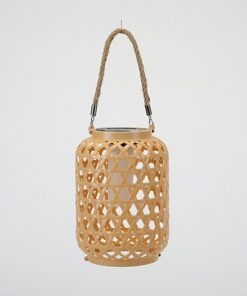 Alternative view of Solar Khaki Wood Color Lantern